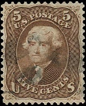 Value of US Stamps Scott Catalog # 76 - 1863 5c Jefferson. Regency-Superior, Nov 2014, Sale 108, Lot 186