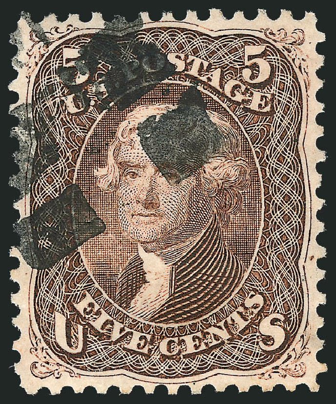 US Stamps Value Scott Catalog #76: 1863 5c Jefferson. Robert Siegel Auction Galleries, Oct 2008, Sale 963, Lot 546