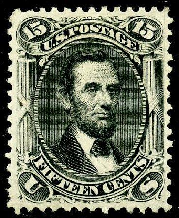 Value of US Stamp Scott Catalog # 77 - 1866 15c Lincoln. Matthew Bennett International, May 2008, Sale 327, Lot 78