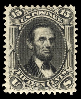Cost of US Stamp Scott Catalog # 77: 1866 15c Lincoln. Cherrystone Auctions, Oct 2012, Sale 201210, Lot 59