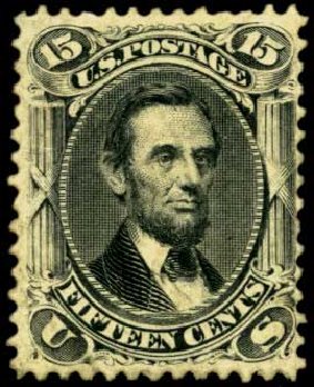 Values of US Stamps Scott Catalogue 77: 15c 1866 Lincoln. Harmer-Schau Auction Galleries, Feb 2012, Sale 92, Lot 879