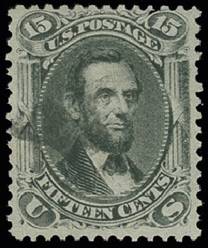Cost of US Stamp Scott Catalog 77 - 1866 15c Lincoln. H.R. Harmer, Jun 2013, Sale 3003, Lot 1079