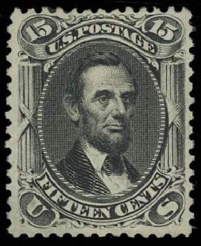 US Stamps Value Scott #77: 1866 15c Lincoln. Daniel Kelleher Auctions, Jan 2012, Sale 628, Lot 259