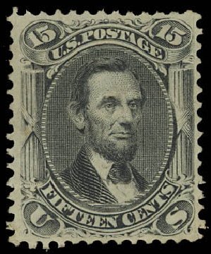 US Stamp Value Scott # 77 - 1866 15c Lincoln. Daniel Kelleher Auctions, Aug 2012, Sale 631, Lot 779