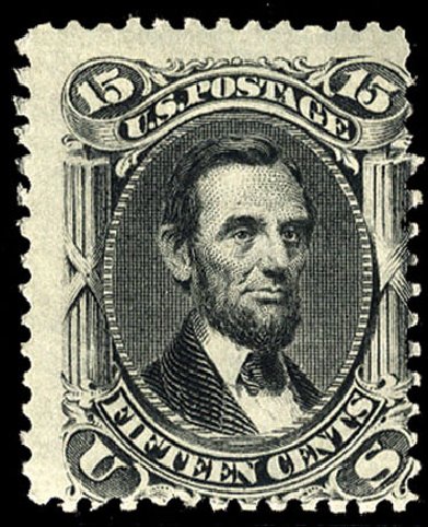Value of US Stamp Scott #77: 1866 15c Lincoln. Cherrystone Auctions, Nov 2010, Sale 201011, Lot 81