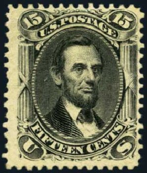 Prices of US Stamp Scott Catalog 77: 1866 15c Lincoln. Harmer-Schau Auction Galleries, Aug 2012, Sale 94, Lot 1115