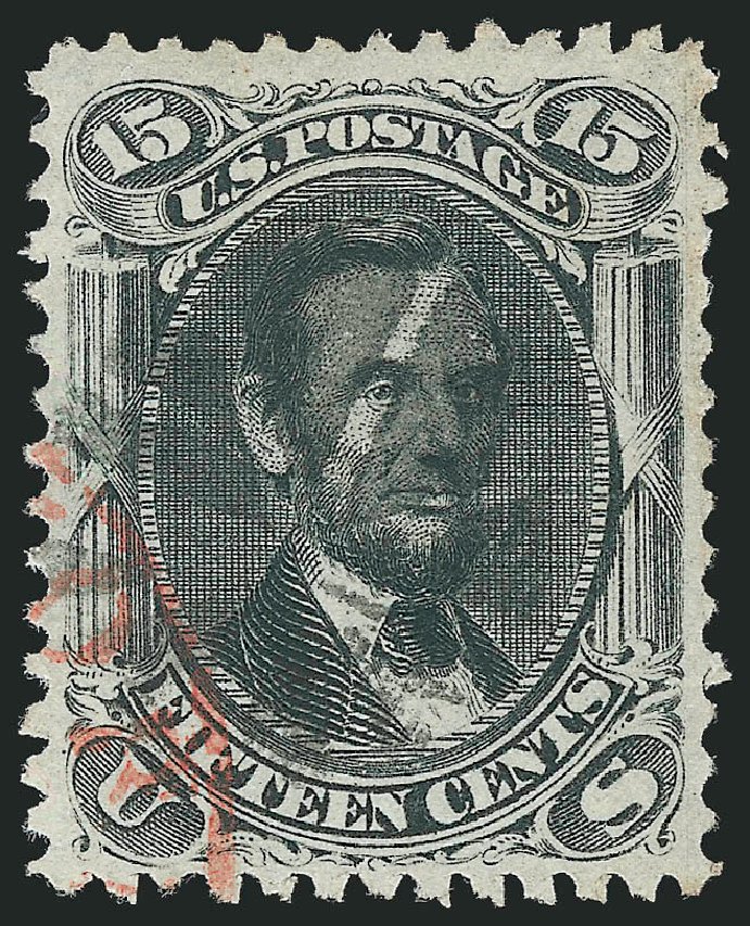 US Stamps Values Scott Cat. # 77 - 15c 1866 Lincoln. Robert Siegel Auction Galleries, Jul 2013, Sale 1050, Lot 205