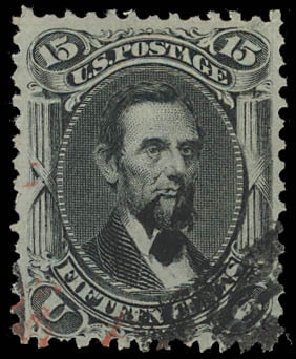 US Stamps Value Scott Catalog # 77 - 1866 15c Lincoln. Daniel Kelleher Auctions, Jun 2012, Sale 630, Lot 1292