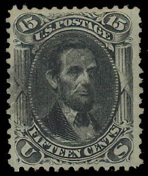 Cost of US Stamps Scott Catalog # 77 - 1866 15c Lincoln. Daniel Kelleher Auctions, Jun 2012, Sale 630, Lot 1293