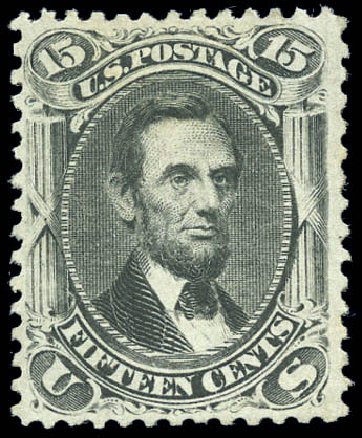 US Stamp Prices Scott 77 - 1866 15c Lincoln. Matthew Bennett International, Sep 2010, Sale 333, Lot 3446