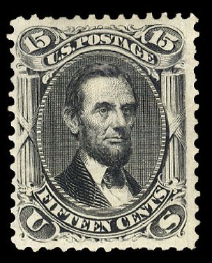 Values of US Stamps Scott 77: 1866 15c Lincoln. Cherrystone Auctions, Apr 2009, Sale 200904, Lot 16