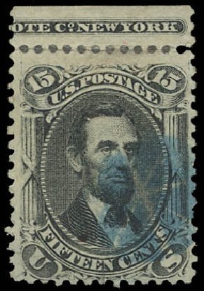 US Stamps Values Scott 77: 1866 15c Lincoln. Daniel Kelleher Auctions, Mar 2013, Sale 635, Lot 286