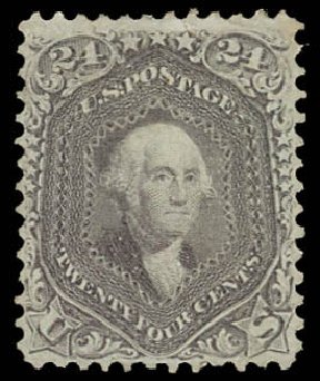US Stamp Prices Scott Catalog 78: 24c 1862 Washington. Daniel Kelleher Auctions, Aug 2012, Sale 631, Lot 780