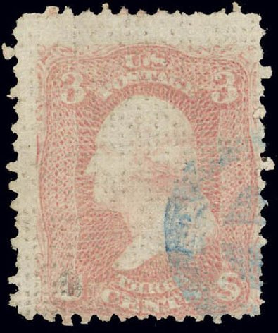 Values of US Stamps Scott Cat. #79: 3c 1867 Washington Grill. Daniel Kelleher Auctions, Feb 2013, Sale 634, Lot 68
