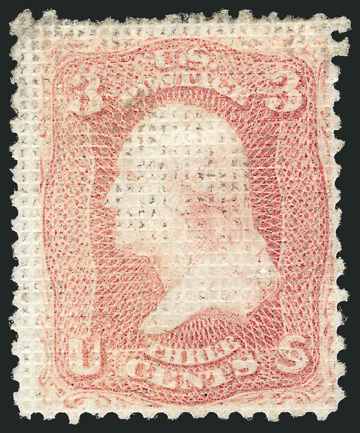 US Stamps Price Scott Catalog #79: 1867 3c Washington Grill. Robert Siegel Auction Galleries, Mar 2012, Sale 1021, Lot 238
