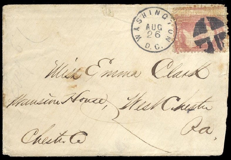 US Stamp Price Scott Catalog # 79: 1867 3c Washington Grill. Cherrystone Auctions, Nov 2013, Sale 201311, Lot 19