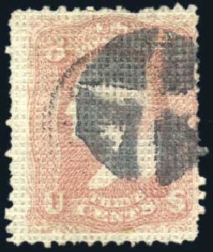 Value of US Stamp Scott Catalog # 79 - 1867 3c Washington Grill. Harmer-Schau Auction Galleries, Aug 2011, Sale 90, Lot 1220