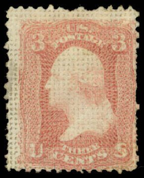 US Stamp Value Scott Catalog 79: 3c 1867 Washington Grill. Daniel Kelleher Auctions, Apr 2013, Sale 636, Lot 110