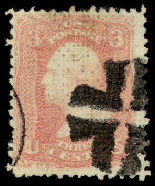 Value of US Stamp Scott # 79 - 3c 1867 Washington Grill. Daniel Kelleher Auctions, Apr 2013, Sale 636, Lot 111