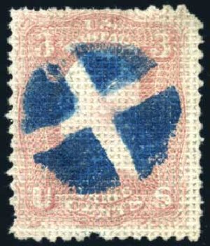 Value of US Stamp Scott Cat. 79: 3c 1867 Washington Grill. Harmer-Schau Auction Galleries, Feb 2010, Sale 84, Lot 1354