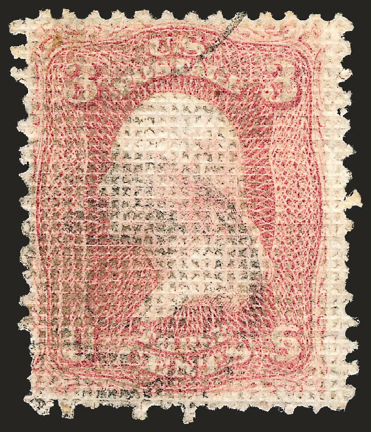 US Stamp Value Scott Catalogue # 79 - 1867 3c Washington Grill. Robert Siegel Auction Galleries, Dec 2008, Sale 967, Lot 4184