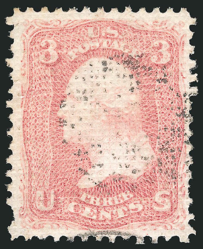 Price of US Stamps Scott Catalog #79 - 1867 3c Washington Grill. Robert Siegel Auction Galleries, Apr 2010, Sale 984, Lot 315