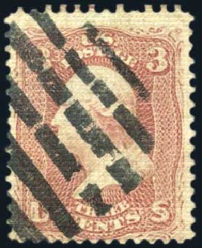 Value of US Stamp Scott Catalog # 79 - 1867 3c Washington Grill. Harmer-Schau Auction Galleries, Jun 2008, Sale 78, Lot 1323