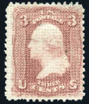 US Stamp Value Scott # 79: 1867 3c Washington Grill. Harmer-Schau Auction Galleries, Apr 2010, Sale 85, Lot 253