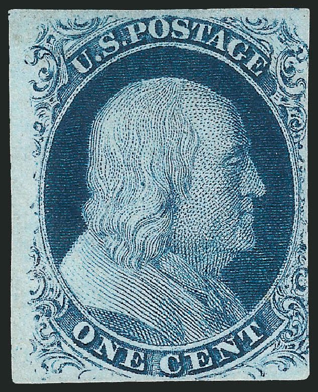 Value of US Stamp Scott Catalog # 8: 1857 1c Franklin. Robert Siegel Auction Galleries, Nov 2013, Sale 1057, Lot 557