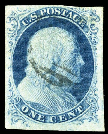 Costs of US Stamp Scott Catalogue 8 - 1c 1857 Franklin. Matthew Bennett International, Mar 2012, Sale 344, Lot 4198