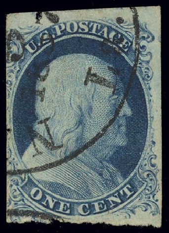 Price of US Stamp Scott Catalogue # 8 - 1857 1c Franklin. Daniel Kelleher Auctions, Feb 2013, Sale 634, Lot 8