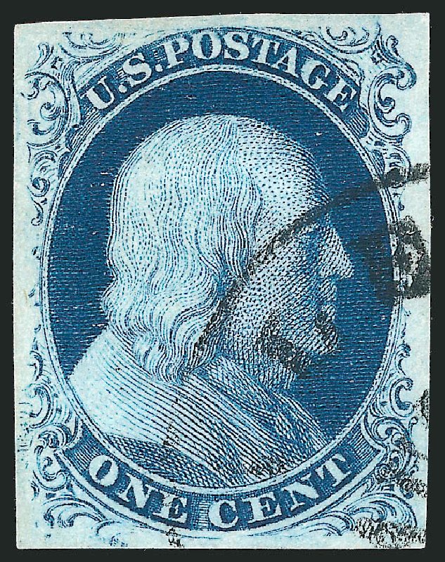 US Stamp Price Scott Catalog 8 - 1857 1c Franklin. Robert Siegel Auction Galleries, Dec 2010, Sale 998, Lot 438