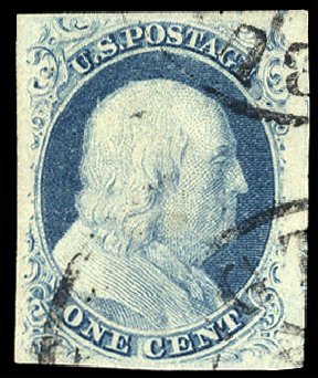 Prices of US Stamps Scott Cat. # 8: 1857 1c Franklin. Cherrystone Auctions, Nov 2009, Sale 200911, Lot 3009