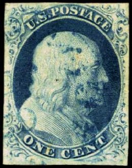 US Stamp Value Scott Catalog #8 - 1c 1857 Franklin. Harmer-Schau Auction Galleries, Feb 2012, Sale 92, Lot 769