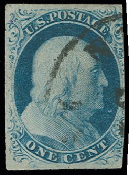US Stamp Value Scott Catalog 8 - 1857 1c Franklin. H.R. Harmer, Jun 2013, Sale 3003, Lot 1029