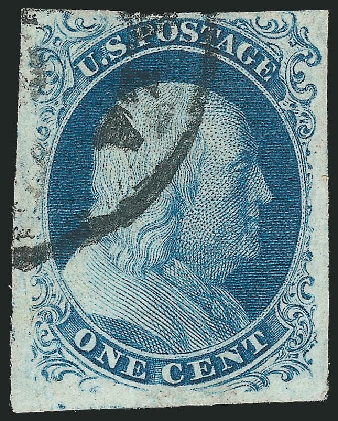 US Stamps Values Scott Catalogue # 8: 1857 1c Franklin. Robert Siegel Auction Galleries, Dec 2012, Sale 1037, Lot 1409