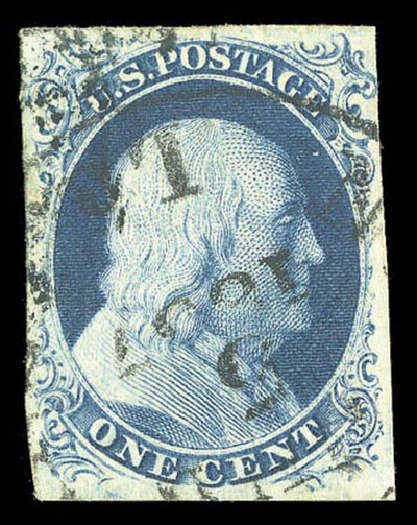US Stamp Prices Scott Cat. 8 - 1c 1857 Franklin. Matthew Bennett International, Sep 2010, Sale 331, Lot 330
