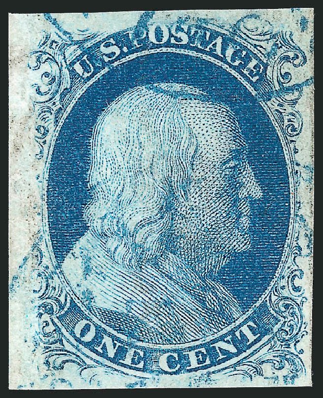 US Stamp Values Scott Catalog 8: 1c 1857 Franklin. Robert Siegel Auction Galleries, Sep 2009, Sale 976, Lot 1100