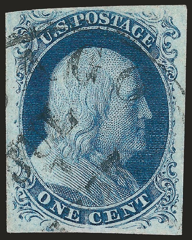 US Stamp Price Scott Catalog #8: 1857 1c Franklin. Robert Siegel Auction Galleries, Dec 2009, Sale 982, Lot 5040