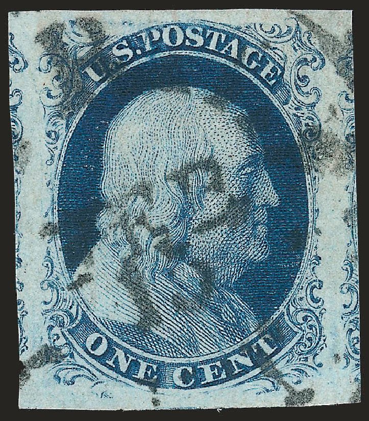 US Stamps Values Scott Catalog #8: 1857 1c Franklin. Robert Siegel Auction Galleries, Jun 2010, Sale 992, Lot 2030