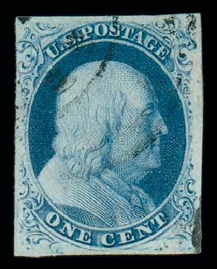 Prices of US Stamp Scott 8 - 1c 1857 Franklin. Matthew Bennett International, Dec 2007, Sale 325, Lot 1391