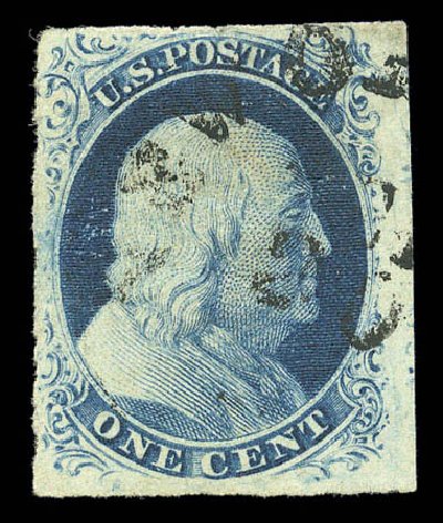 US Stamps Prices Scott Catalog 8: 1c 1857 Franklin. Matthew Bennett International, Sep 2010, Sale 331, Lot 331