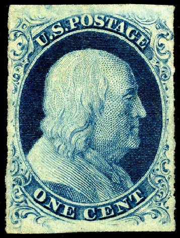 Prices of US Stamps Scott Cat. 8: 1c 1857 Franklin. Matthew Bennett International, May 2008, Sale 327, Lot 14