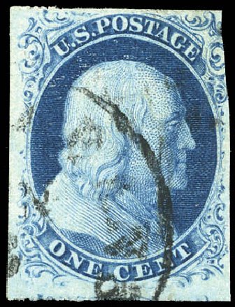 US Stamp Value Scott Cat. # 8 - 1c 1857 Franklin. Matthew Bennett International, Sep 2011, Sale 338, Lot 1674