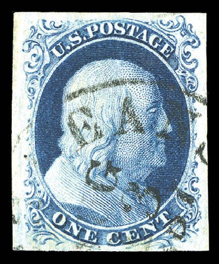 US Stamps Value Scott #8 - 1857 1c Franklin. Matthew Bennett International, Sep 2012, Sale 345, Lot 14
