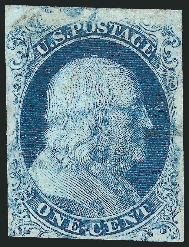 Costs of US Stamp Scott Catalog # 8 - 1857 1c Franklin. Robert Siegel Auction Galleries, Mar 2012, Sale 1019, Lot 334