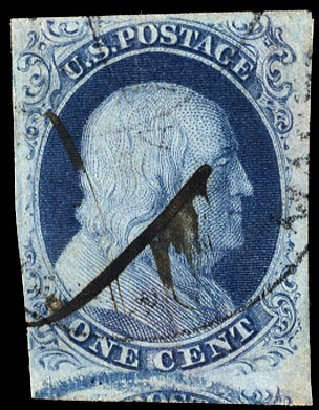 Values of US Stamps Scott Catalog 8 - 1c 1857 Franklin. Cherrystone Auctions, Nov 2010, Sale 201011, Lot 25