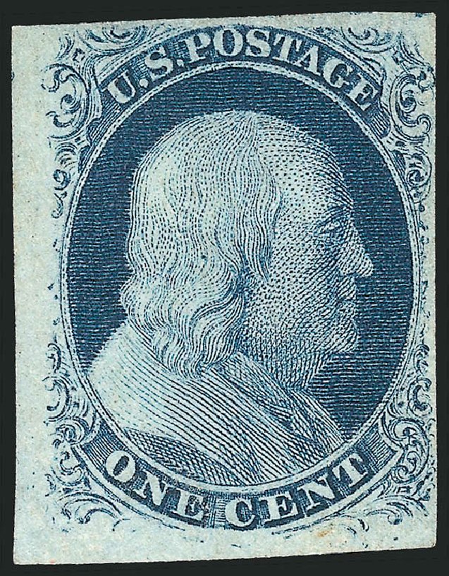 Values of US Stamp Scott Catalog 8 - 1857 1c Franklin. Robert Siegel Auction Galleries, Sep 2010, Sale 994, Lot 935