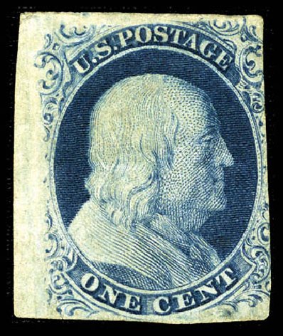 US Stamps Prices Scott Catalog # 8 - 1c 1857 Franklin. Matthew Bennett International, Feb 2012, Sale 340, Lot 62