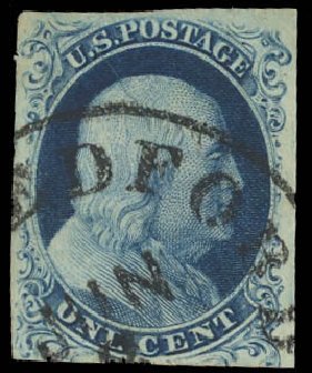Prices of US Stamp Scott Cat. # 8 - 1857 1c Franklin. Daniel Kelleher Auctions, Oct 2012, Sale 632, Lot 932